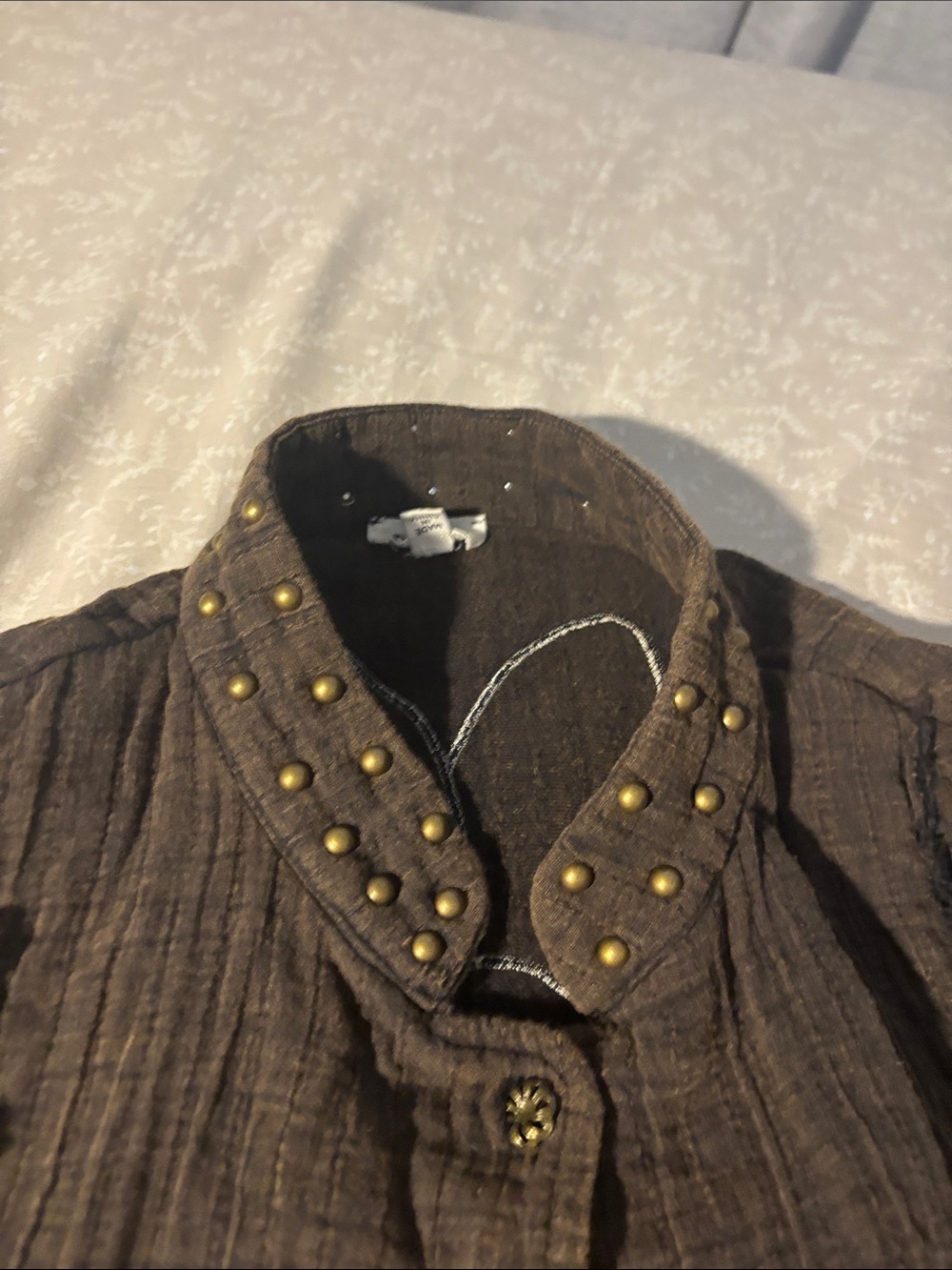 POL Black Long Coat with Cream Floral Appliqué - Picture 8 of 11